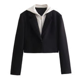 Crop Hooded Blazer Black