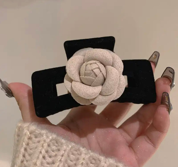 Rose flower black hair clip accessory