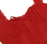 Red Lace Up Ruffle Corset Dress