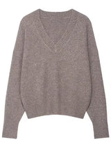 V Neck Oatmeal Knit Jumper