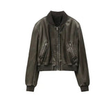 Vintage style leather jacket bomber