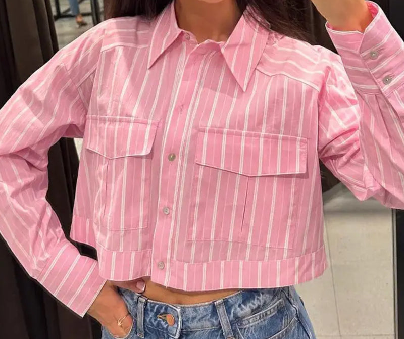 Striped Cropped Shirt