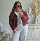 Burgundy Suede Style Pocket Jacket