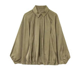 Pleated Satin Flowey Bomber
