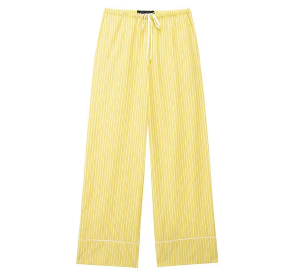 Yellow Pyjama Style Stripe Trousers