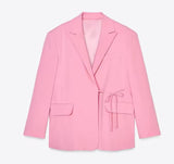 Candy Pink Tie Blazer