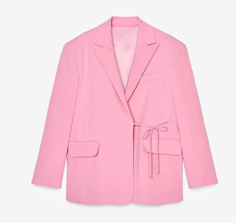 Candy Pink Tie Blazer