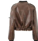 Brown Faux Leather Jacket