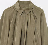 Pleated Satin Flowey Bomber
