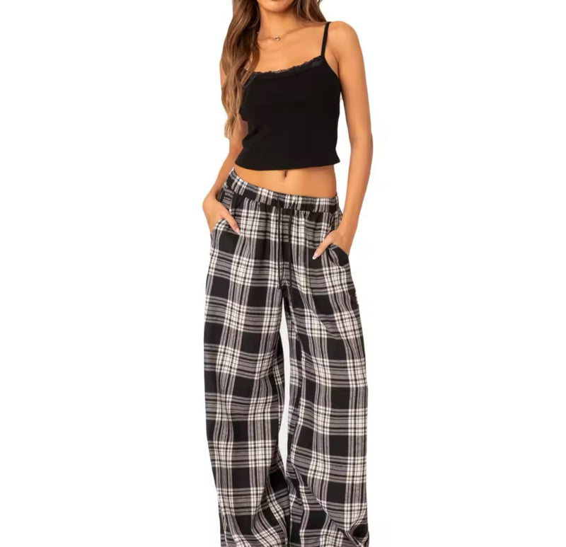 Black and white Check Pj Bottoms