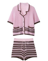 Pink Stripe Knitted Short Co Ord