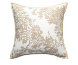Beige/ White Branch Cushion featuring white and beige tree print pillow.