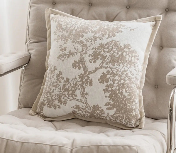 Beige/ White Branch Cushion