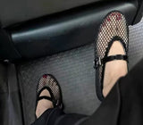 Mesh Toe Flat Shoes with Strap