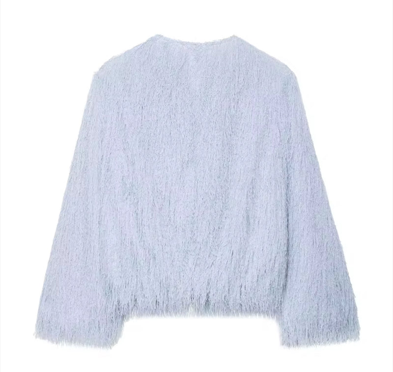 Baby Blue Fringed Jacket