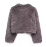 Grey Faux Fur Jacket