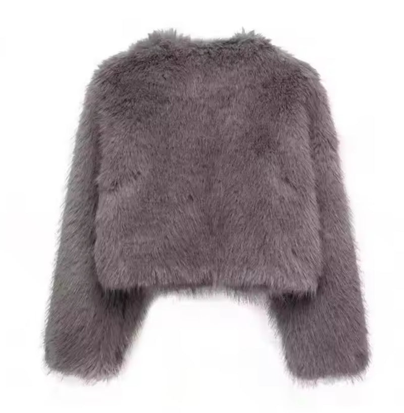 Grey Faux Fur Jacket