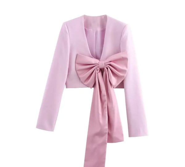 Pink Crop Bow Jacket