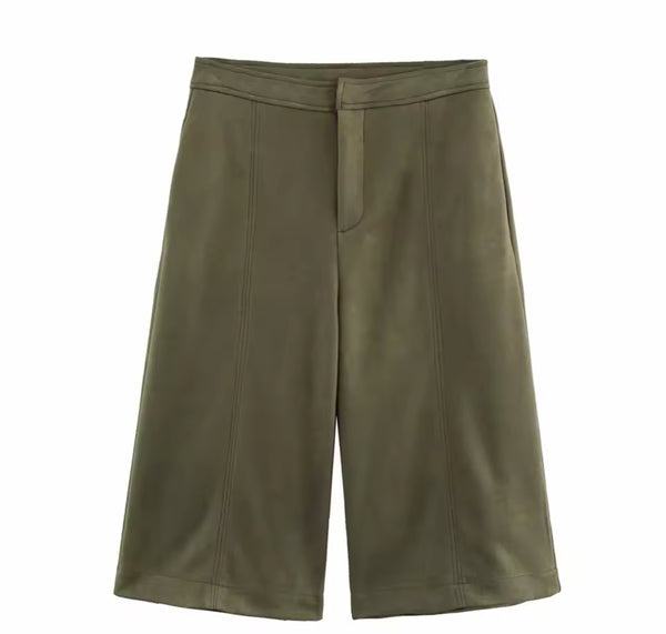 Green Suede Jacket and Jorts set