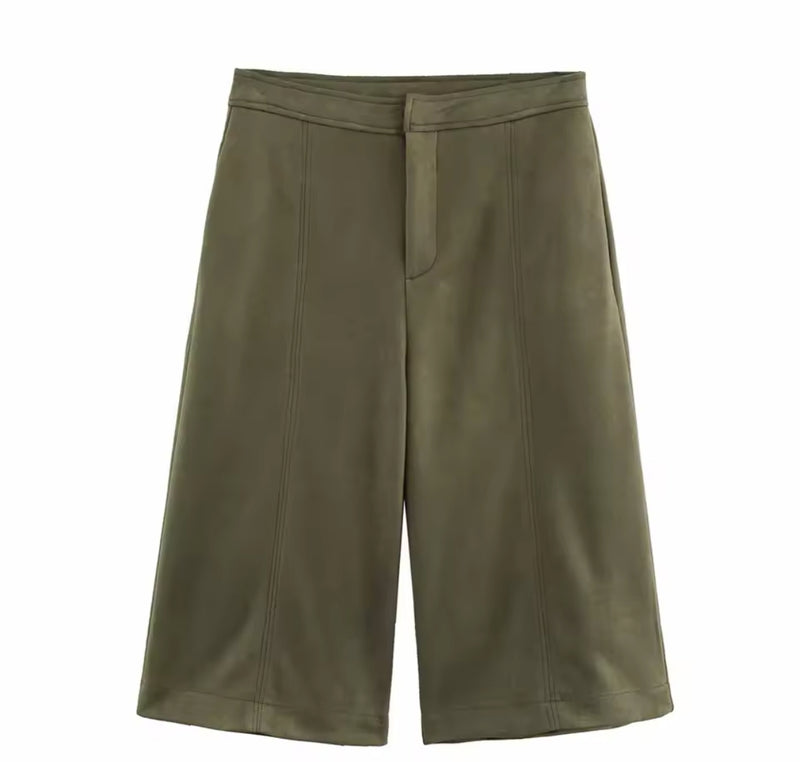 Green Suede Jacket and Jorts set