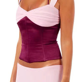 Pink and Burgundy Corset Style Top