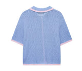 Knitted Polo Shirt and Shorts Co Ord in Blue and Pink