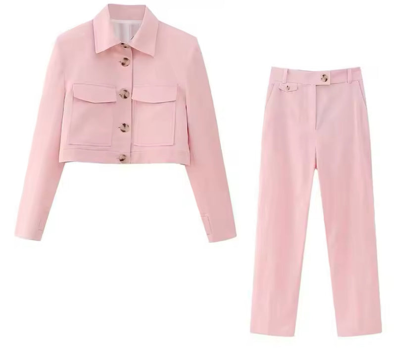 Crop Jacket and Trouser Co Ord