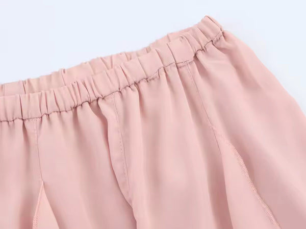 Ruffle Pink Chiffon Skirt