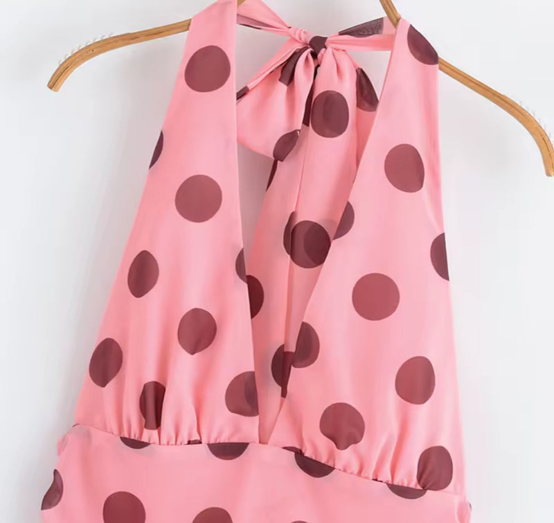 Polka Dot Pink Midi Dress