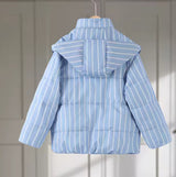 Striped Baby Blue Puffer Jacket
