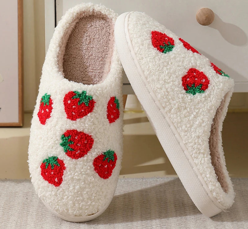 Fruit Slippers, strawberry, cherry or peach design