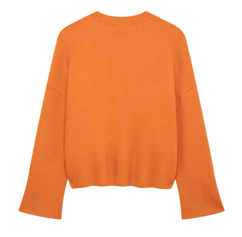 Orange Knitted Skirt and Jumper Co Ord