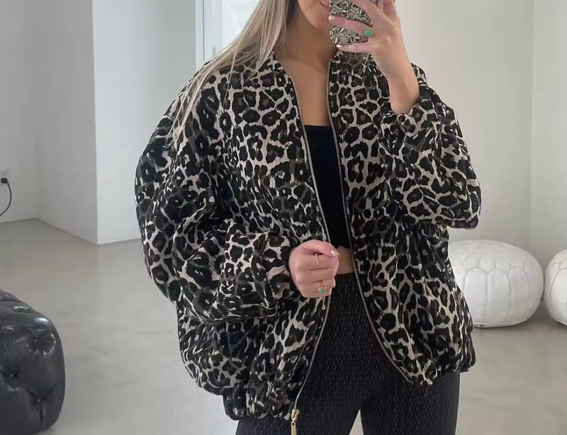 Leopard Print Bomber Jacket