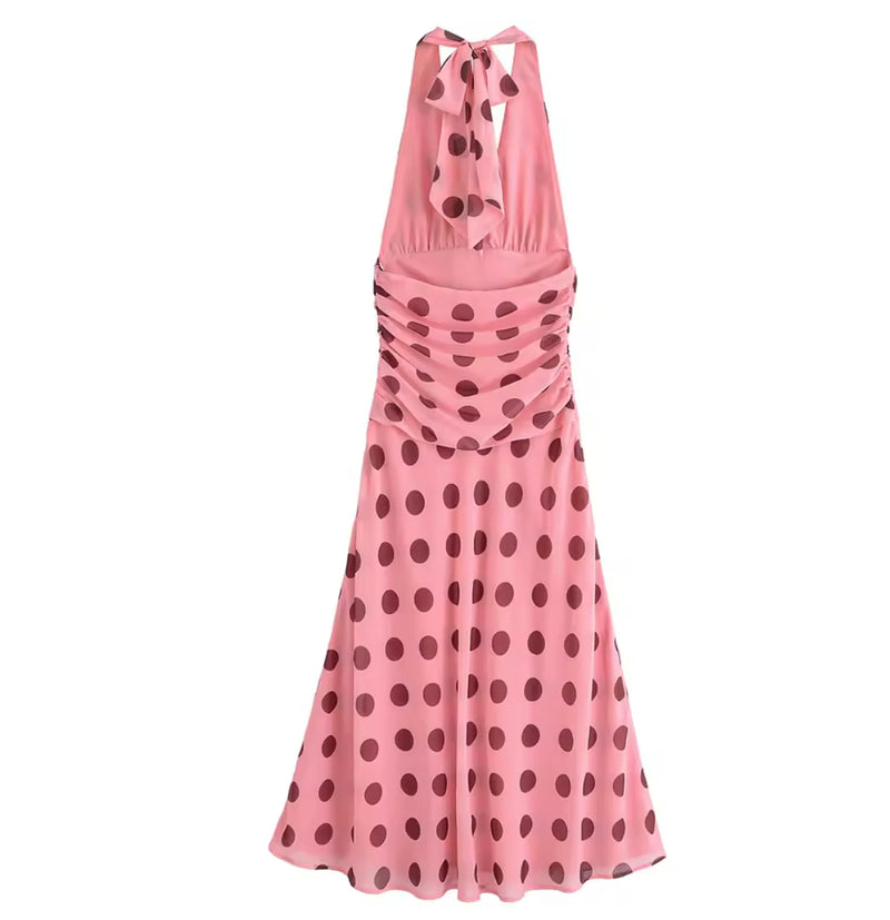Polka Dot Pink Midi Dress