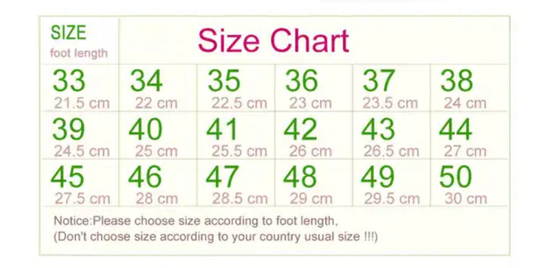 Visual representation of shoe sizes for Plush outdoor shoes with rubber sole, aiding in selecting the right fit.
