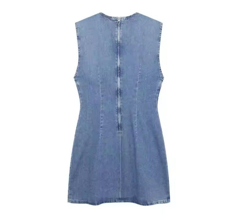 Mini Embellished Denim Dress