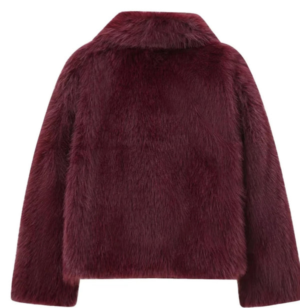 Burgundy Faux Fur Jacket