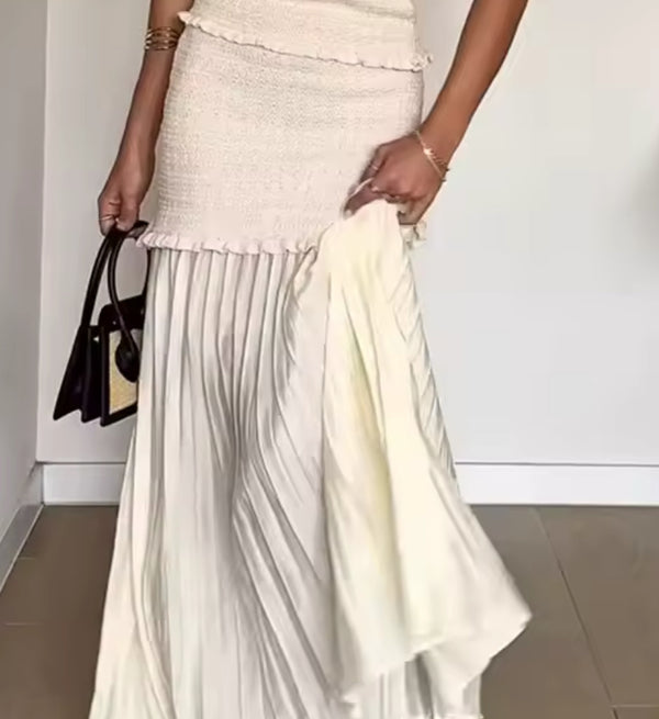 Long beige flowey Skirt