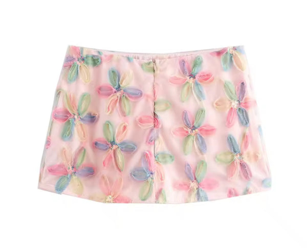 Floral Pink Mini Skirt