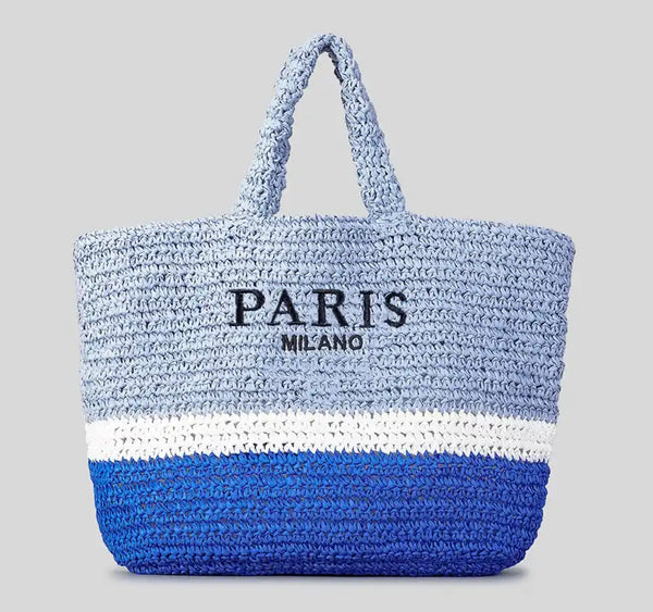 Paris raffia beach everyday tote bag