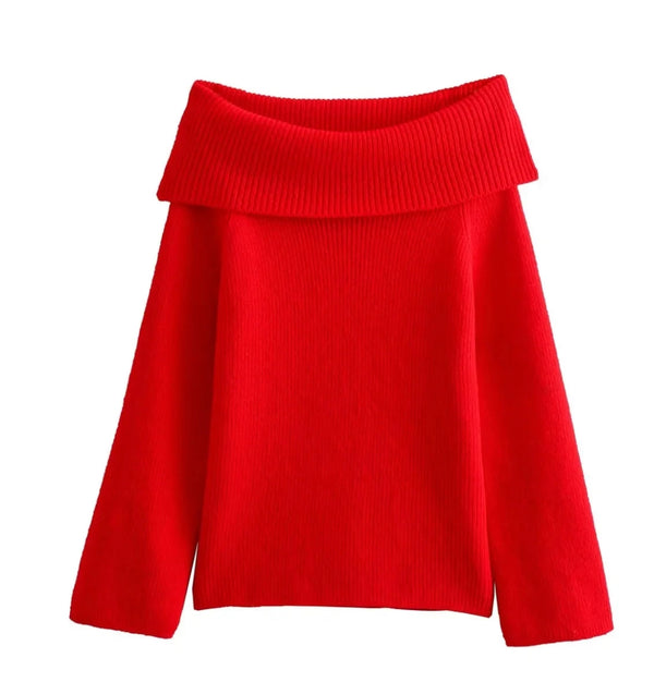 Red Off Shoulder Jumper