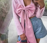 Pink Crop Bow Jacket