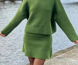 Green Knitted Skirt and Jumper Co Ord