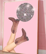 Cowboy Boots & Disco Ball Poster (not framed )