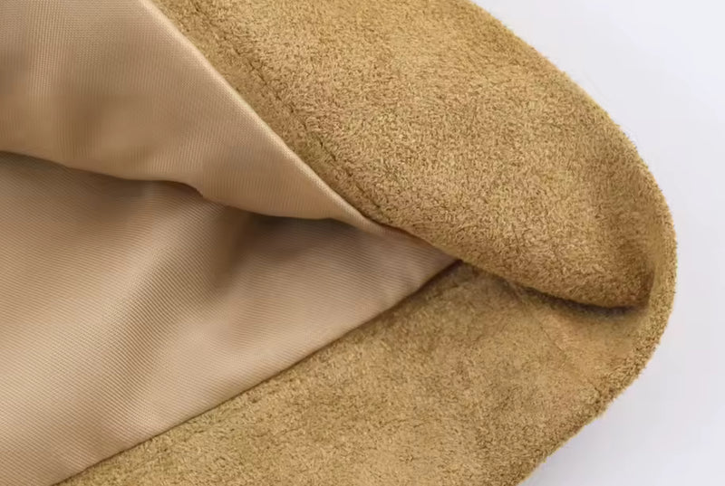 Beige Suede Style Cropped Trench