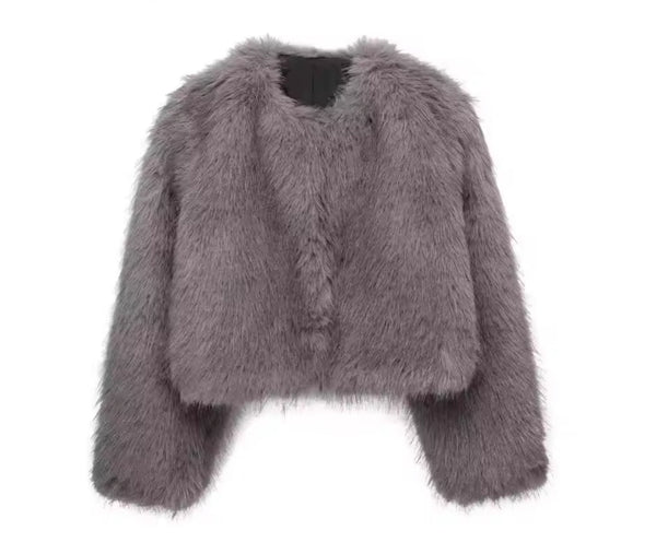 Grey Faux Fur Jacket