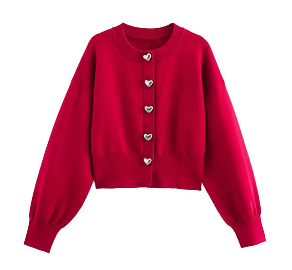 Red Cardigan Heart Buttons