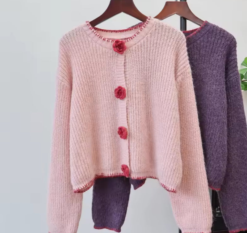Pink and Red Flower Cardigan