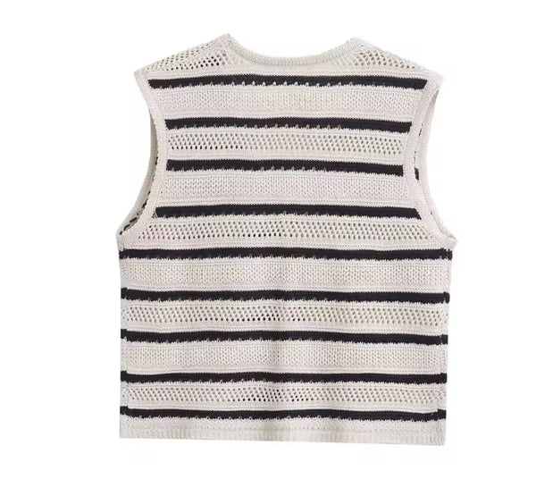 Striped Knitted Waist Coat