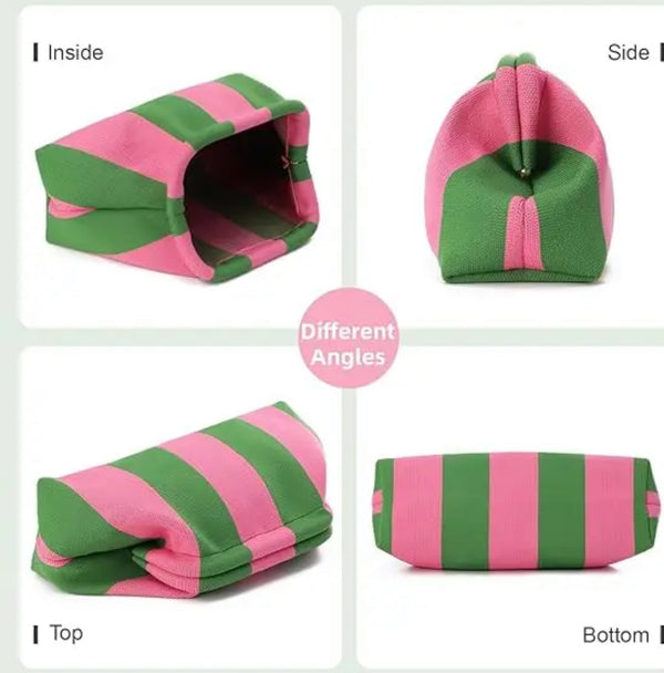 Pink and green clutch bag